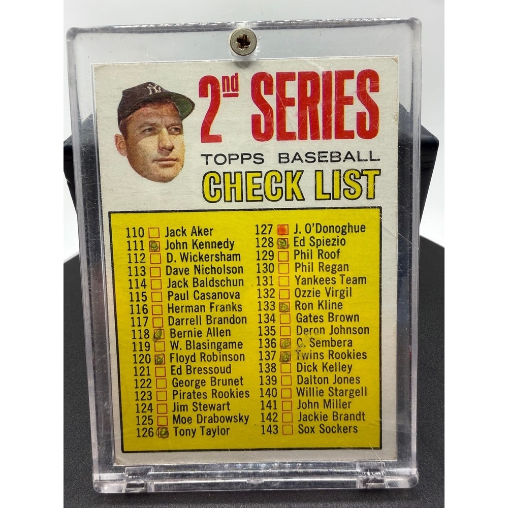 1967 Topps #103 2nd Series Checklist - Marked w/ Pen Checkmarks